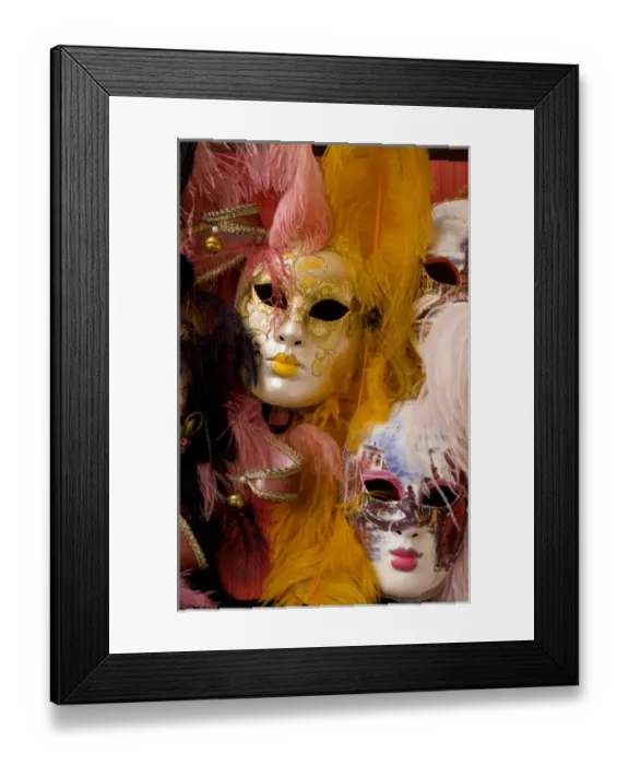 Framed Print : Famous colorful carnival party masks for sale in romantic city of Venice Italy Veneziz
