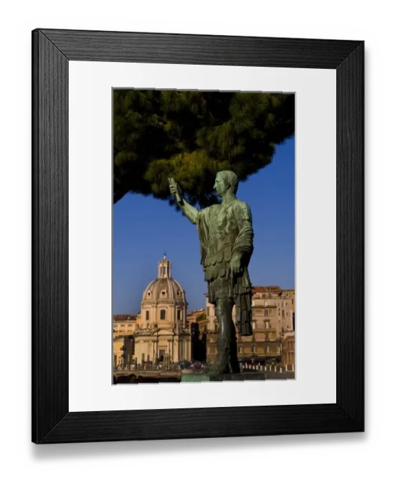 Framed Print : Historical Caesar bronze statue in Roman Forum in center of Rome Roma Italy Europe Framed Print : Historical Caesar bronze statue in Roman Forum in center of Rome Roma Italy Europe