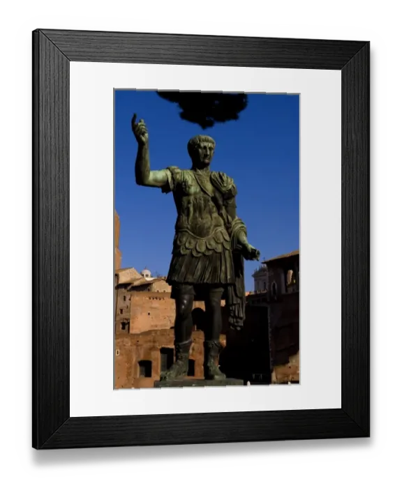 Framed Print : Historical Caesar bronze statue in Roman Forum in center of Rome Roma Italy Europe