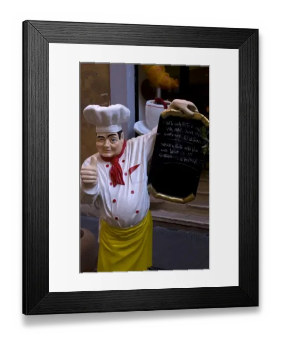 Framed Print : Restaurant statue of chef in Rome Italy Europe Framed Print : Restaurant statue of chef in Rome Italy Europe