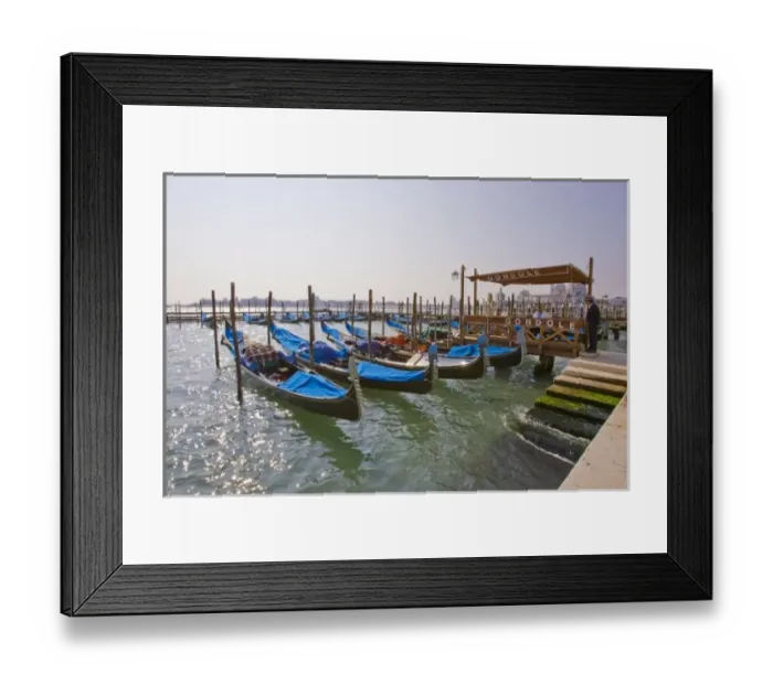 Framed Print : Italy, Venice, Grand Canal. Gondolas lined up awaiting rental Framed Print : Italy, Venice, Grand Canal. Gondolas lined up awaiting rental