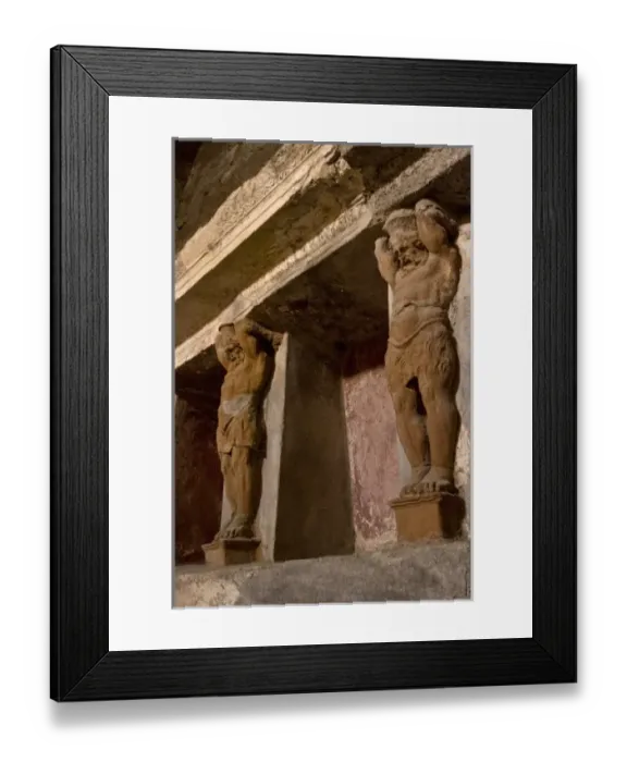 Framed Print : Italy, Campania, Pompeii. View of Telamons or sculpted columns in the tepidarium of the Forum Baths Framed Print : Italy, Campania, Pompeii. View of Telamons or sculpted columns in the tepidarium of the Forum Baths