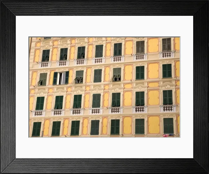 Framed Print : Europe, Italy, Camogli. Building painted in the trompe d oeil or fool-the-eye style Framed Print : Europe, Italy, Camogli. Building painted in the trompe d oeil or fool-the-eye style