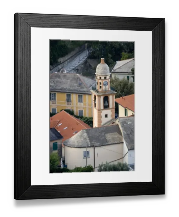 Framed Print : Italy, Camogli. Clock tower seen from above Framed Print : Italy, Camogli. Clock tower seen from above