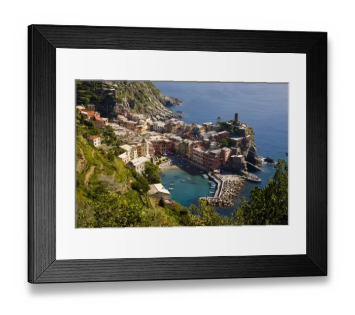 Framed Print : Italy, Cinque Terre, Vernazza. The town seen from above from the hiking trail