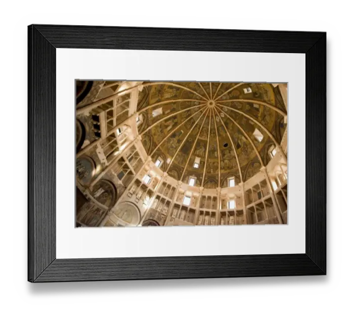 Framed Print : Italy, Parma. Inside the Baptistry showing the domed ceiling