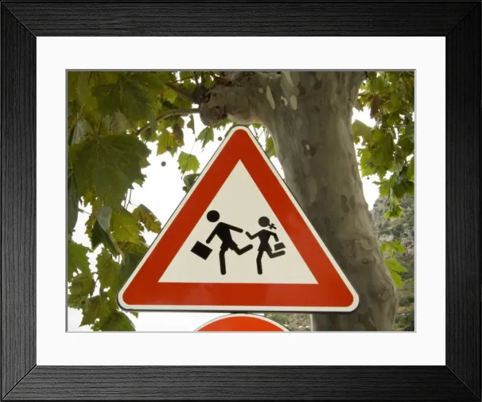 Framed Print : Italy, Positano. School crossing sign