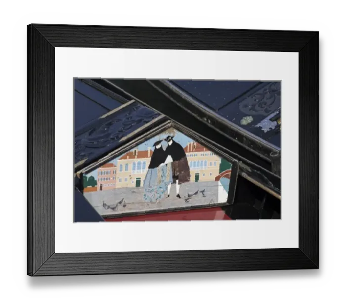 Framed Print : Italy, Venice. Detail of art inside gondola
