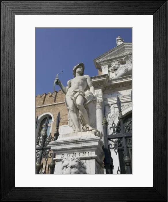 Framed Print : Italy, Venice. Statue in front of the Arsenal shipyard and naval depot Framed Print : Italy, Venice. Statue in front of the Arsenal shipyard and naval depot