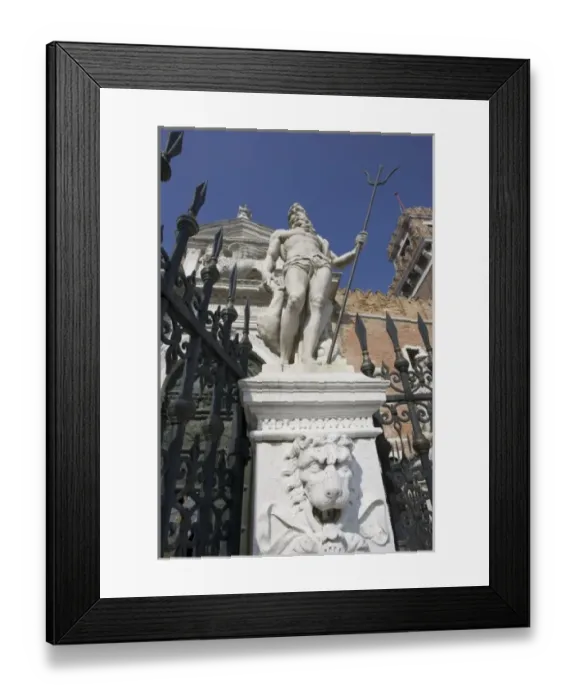 Framed Print : Italy, Venice. Statue of Neptune in front of the Arsenal