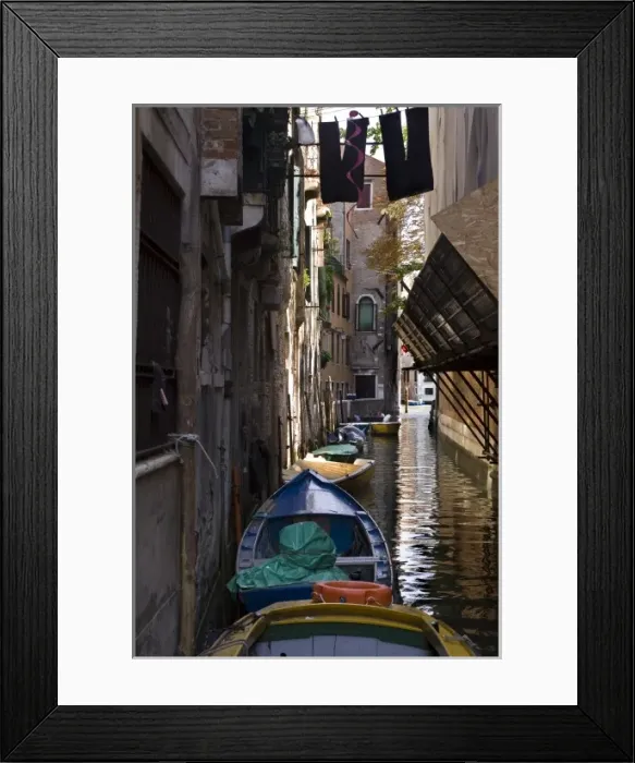 Framed Print : Italy, Venice. Boats in canal Framed Print : Italy, Venice. Boats in canal