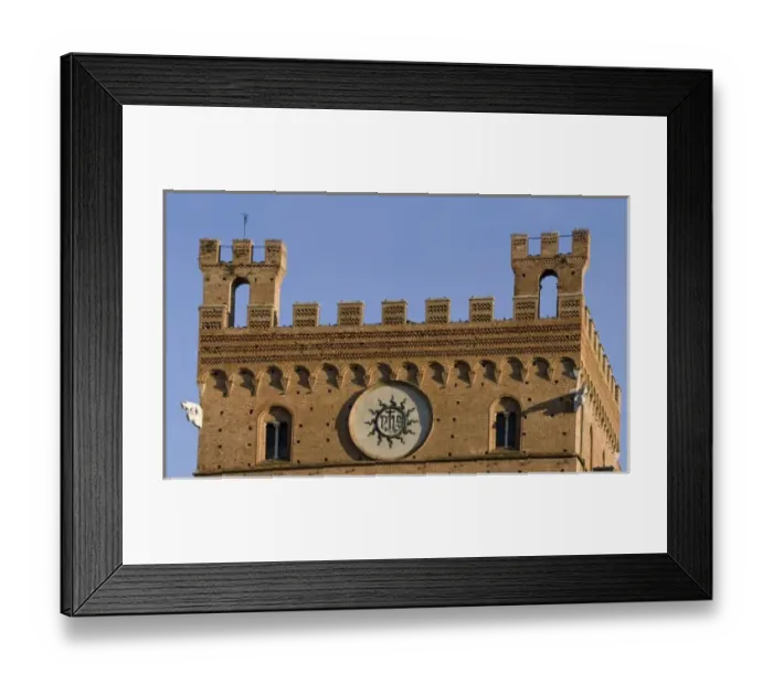Framed Print : Italy, Tuscany, Sienna. Close-up of section of Torre del Mangia Framed Print : Italy, Tuscany, Sienna. Close-up of section of Torre del Mangia