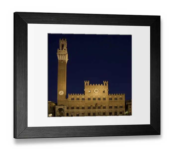 Framed Print : Italy, Tuscany, Sienna. Torre del Mangia in the Piazza del Campo at dusk Framed Print : Italy, Tuscany, Sienna. Torre del Mangia in the Piazza del Campo at dusk