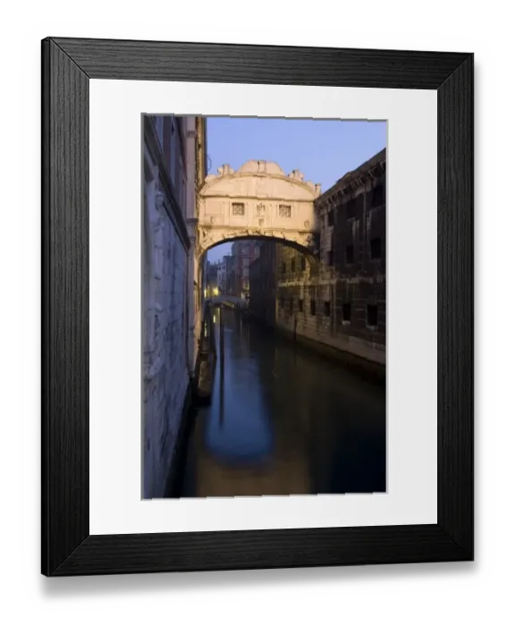 Framed Print : Italy, Venice. The Bridge of Sighs lit at dawn