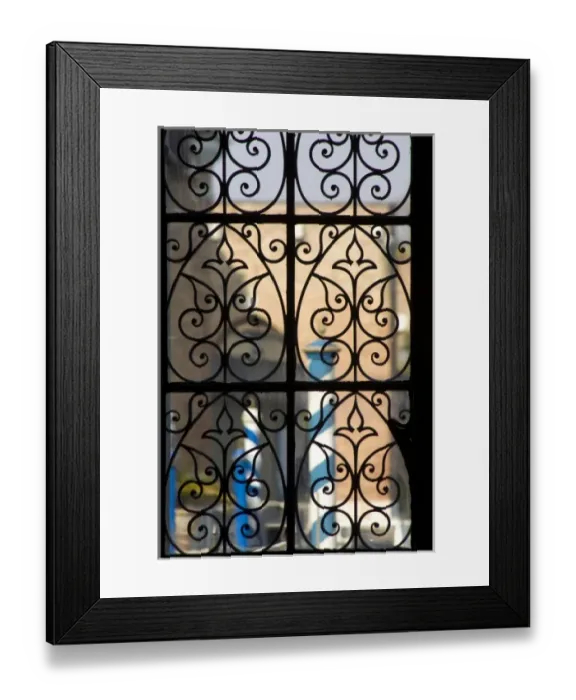 Framed Print : Italy, Venice. Gondola posts seen through decorative iron gates at the Arsenale Framed Print : Italy, Venice. Gondola posts seen through decorative iron gates at the Arsenale