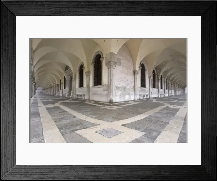 Framed Print : Italy, Venice. View down two walkways from corner of the Doges Palace Framed Print : Italy, Venice. View down two walkways from corner of the Doges Palace