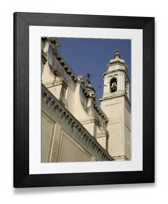 Framed Print : Italy, Venice. Bell tower and architectural details of the Church of the Gesuati