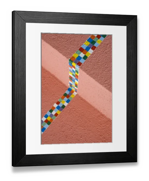 Framed Print : Italy, Venice, Burano. Colorful checkered border painted on a house