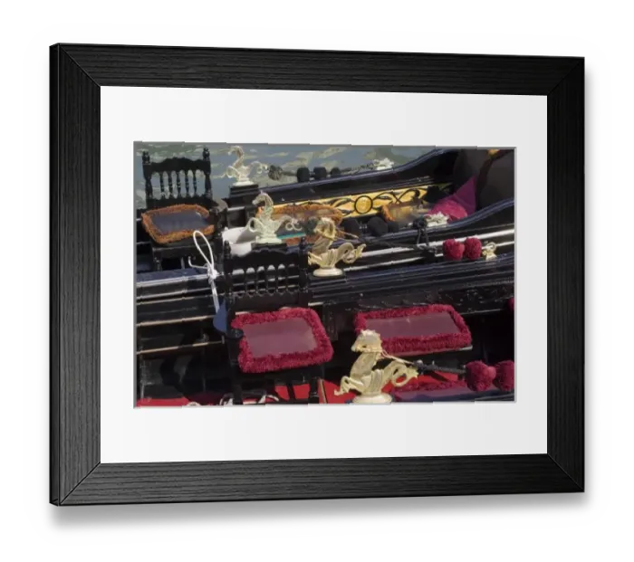 Framed Print : Italy, Venice. Looking inside two gondolas from above Framed Print : Italy, Venice. Looking inside two gondolas from above