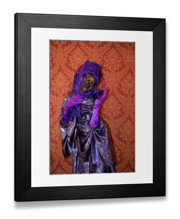 Framed Print : Italy, Venice. Woman dressed in costume for annual Carnival festival