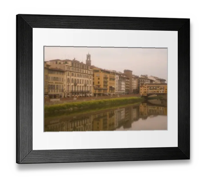 Framed Print : Italy, Florence. Buildings reflect in the Arno River Framed Print : Italy, Florence. Buildings reflect in the Arno River