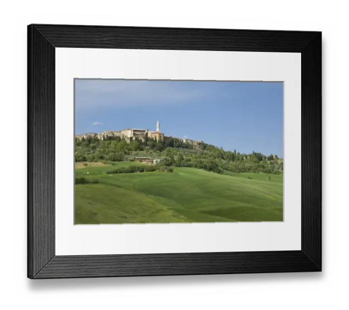Framed Print : Italy, Tuscany, Pienza. View of town from below Framed Print : Italy, Tuscany, Pienza. View of town from below
