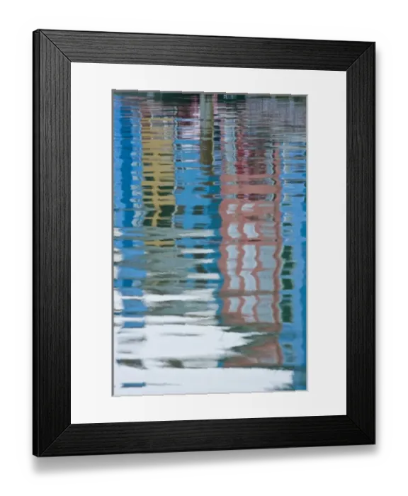 Framed Print : Italy, Venice, Burano. Multicolored houses reflected in water Framed Print : Italy, Venice, Burano. Multicolored houses reflected in water