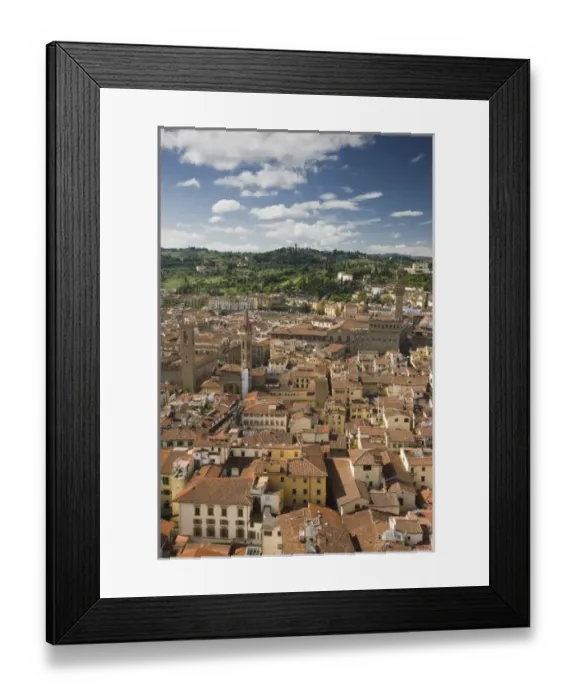 Framed Print : Italy, Florence. Looking southward over the city rooftops from Brunelleschis Dome