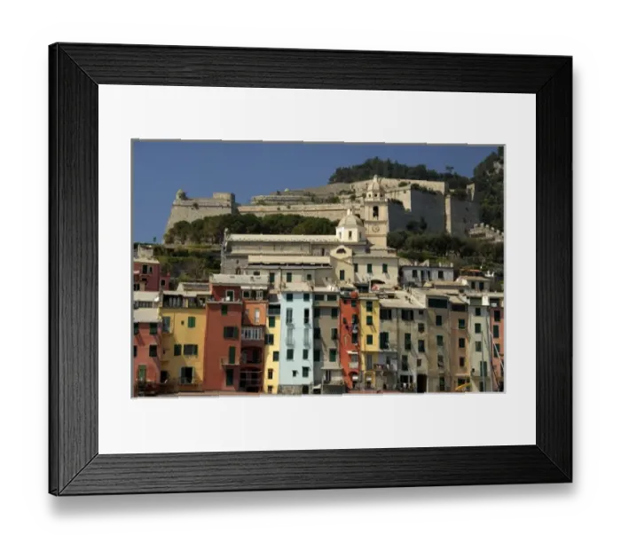 Framed Print : Europe, Italy, Portovenere aka Porto Venere. Colorful fishing village, fortress walls Framed Print : Europe, Italy, Portovenere aka Porto Venere. Colorful fishing village, fortress walls