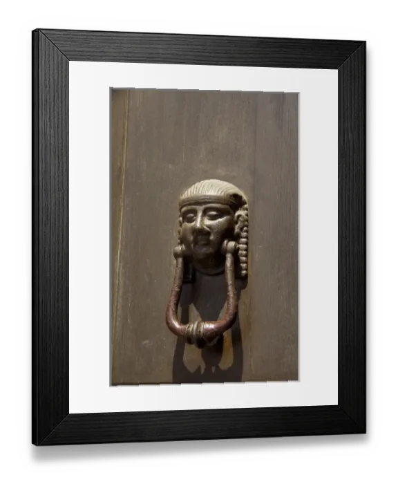 Framed Print : Europe, Italy, Sicily, Taormina. Door knocker with face