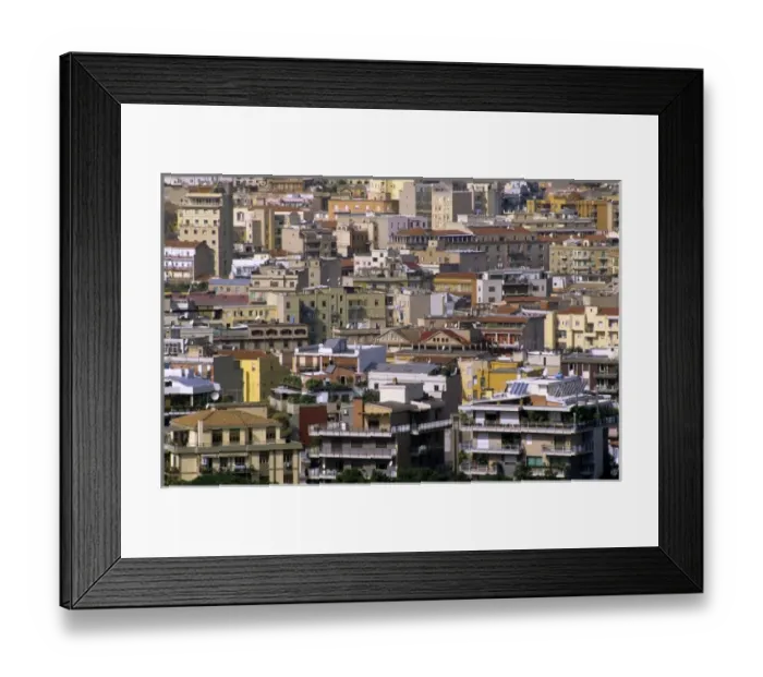 Framed Print : Housing in Cagliari, Sardinia, Italy