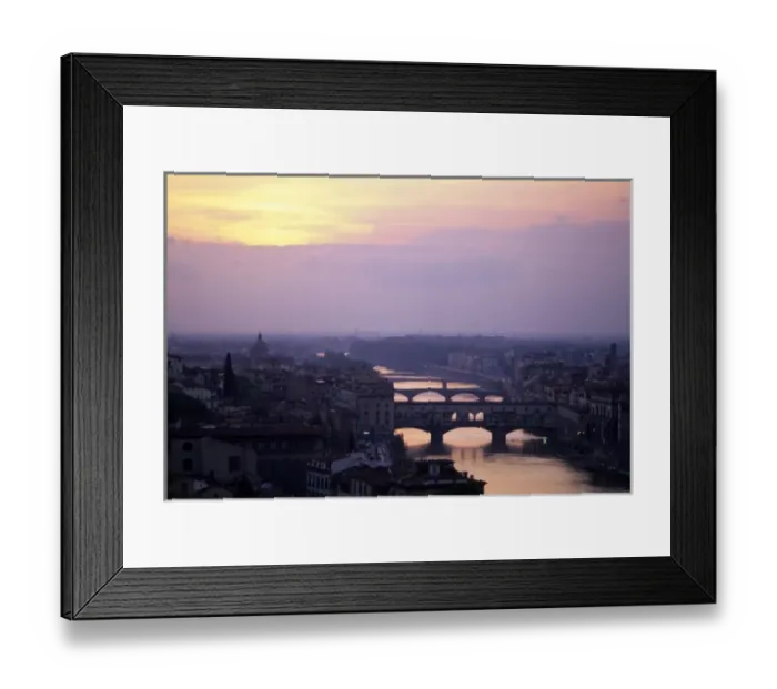 Framed Print : The Arno River and Florence, Italy at sunset