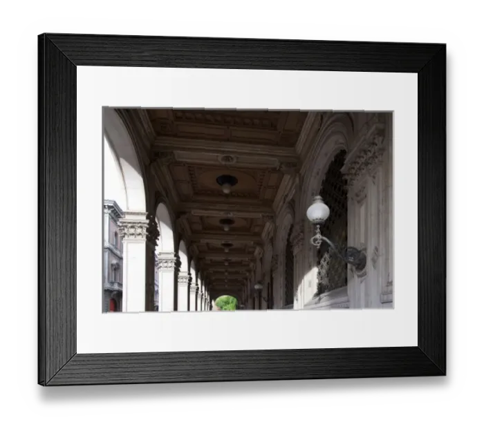 Framed Print : Bologna, Emilia-Romagna, Italy - A carved and recessed decorative ceiling over an exterior walkway Framed Print : Bologna, Emilia-Romagna, Italy - A carved and recessed decorative ceiling over an exterior walkway