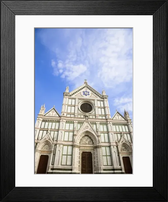 Framed Print : Sienna, Tuscany, Italy - Low angle view of the exterior of an old world cathedral