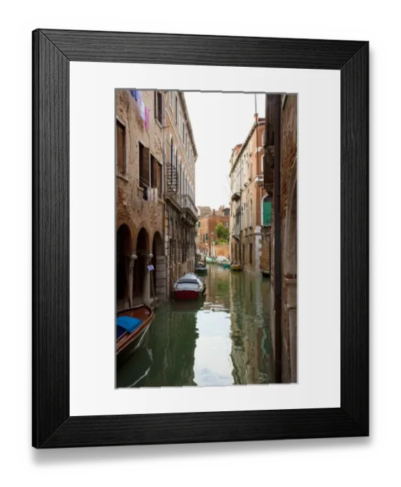 Framed Print : Venice, Veneto, Italy - Buildings surrounded by the canals in Venice, Italy. Boats