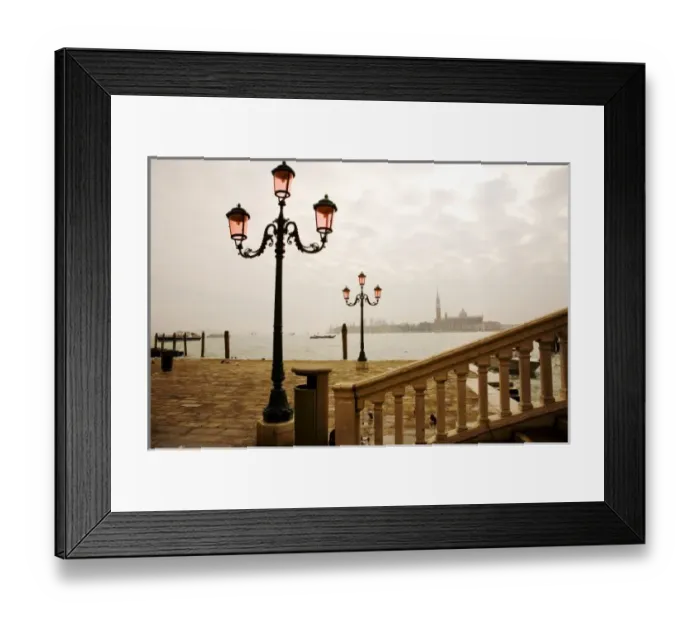 Framed Print : Ornate lamposts near the water, Venice, Italy Framed Print : Ornate lamposts near the water, Venice, Italy