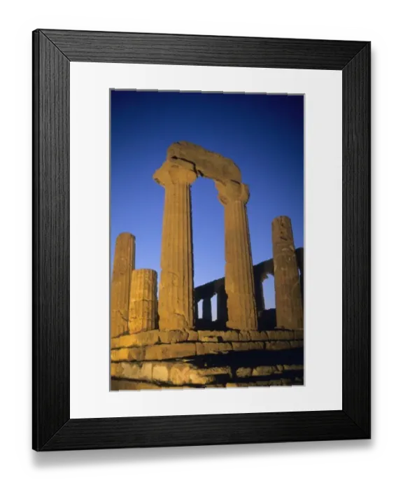 Framed Print : Italy, Sicily, Agrigento, Greek ruins at night