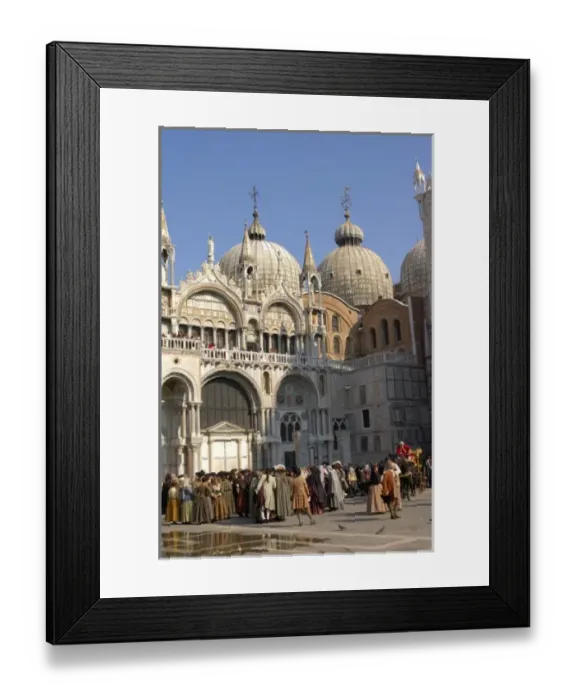 Framed Print : Italy, Venice, filming Casanova in St. Marks Square