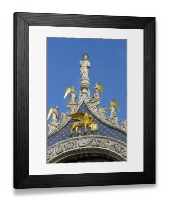 Framed Print : Italy, Venice, detail of St. Marks Basilica in St. Marks Square