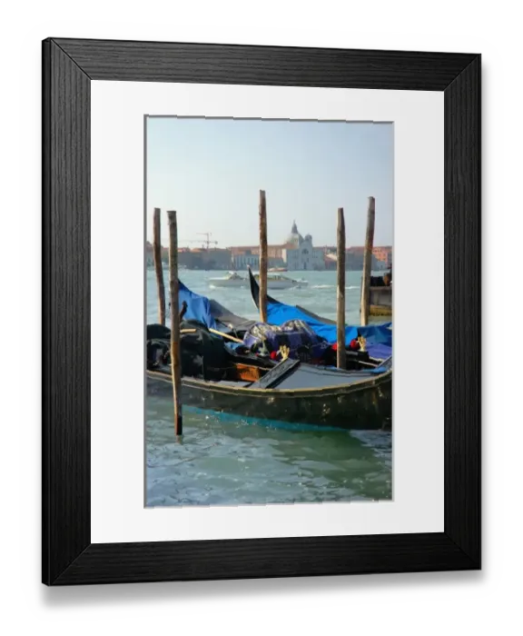 Framed Print : Italy, Venice, gondolas moored along Grand Canal