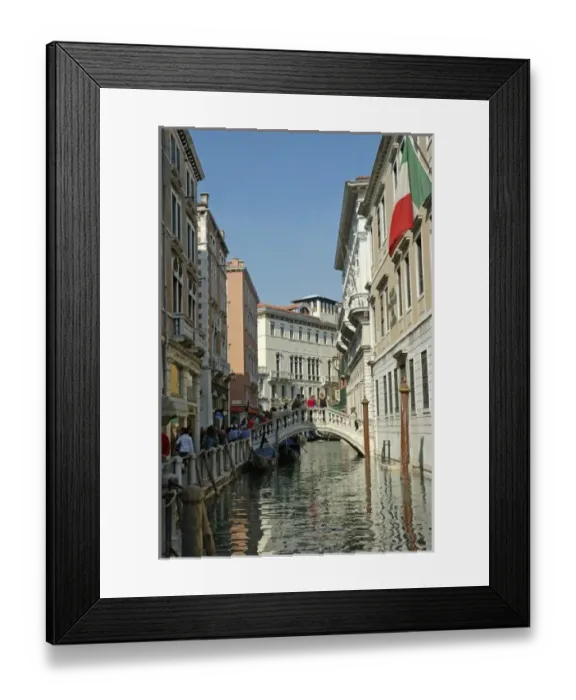 Framed Print : Italy, Venice, buildings and bridge on small canal Framed Print : Italy, Venice, buildings and bridge on small canal