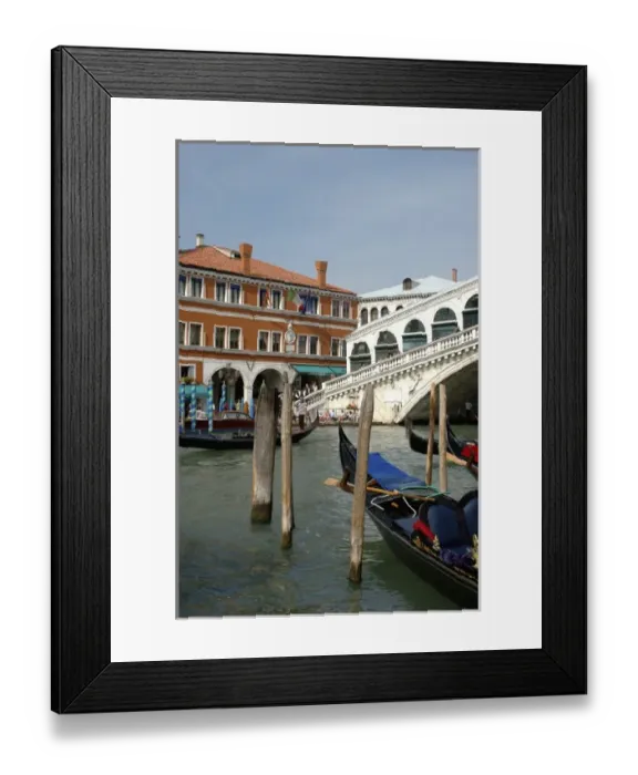 Framed Print : Italy, Venice, gondolas on Grand Canal by Rialto Bridge