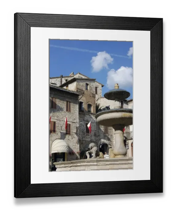 Framed Print : Italy, Umbria, Assisi. Fountain in Piazza del Comune Framed Print : Italy, Umbria, Assisi. Fountain in Piazza del Comune