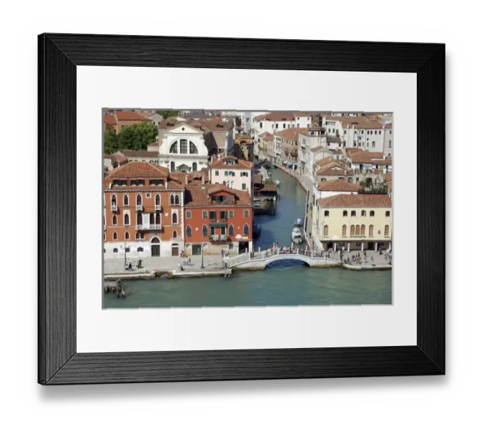 Framed Print : Italy, Venice. Typical canals, bridges and architecture