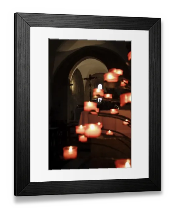 Framed Print : Inside the Romanesque church: tree of candles Framed Print : Inside the Romanesque church: tree of candles