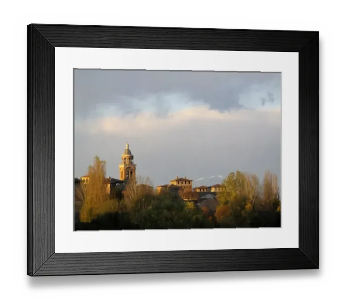 Framed Print : Mantua skyline in a late Fall day, snowcapped Monte Baldo in the background Framed Print : Mantua skyline in a late Fall day, snowcapped Monte Baldo in the background