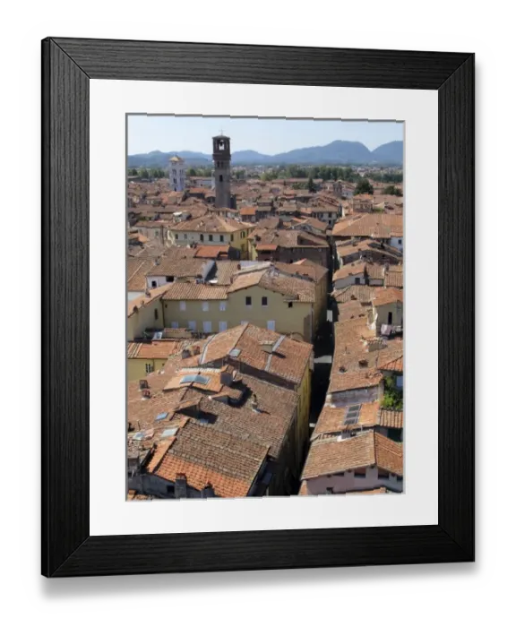 Framed Print : City panorama seen from atop Giunigi tower, Appennini mountains in the far background Framed Print : City panorama seen from atop Giunigi tower, Appennini mountains in the far background