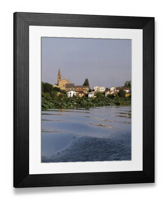 Framed Print : Village of Angeli on the shore of Lake of Mantua, Lombardy, Italy Framed Print : Village of Angeli on the shore of Lake of Mantua, Lombardy, Italy