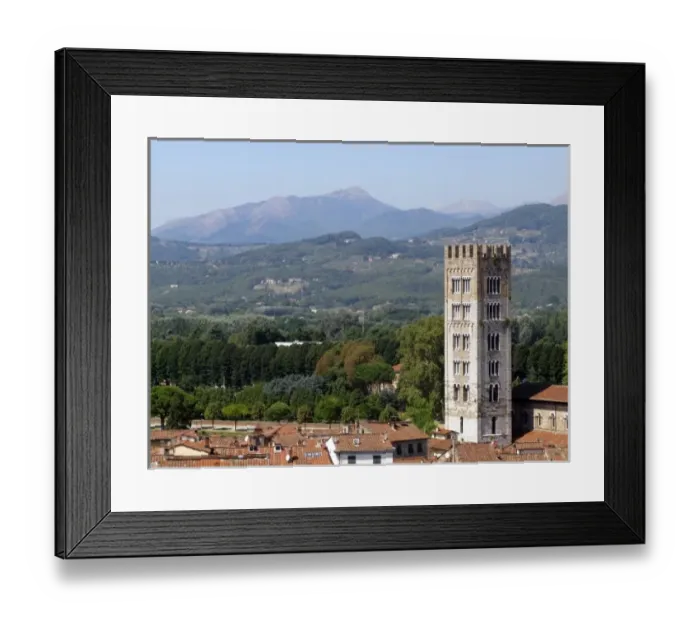 Framed Print : City panorama seen from atop Giunigi tower, Appennini mountains in the far background Framed Print : City panorama seen from atop Giunigi tower, Appennini mountains in the far background