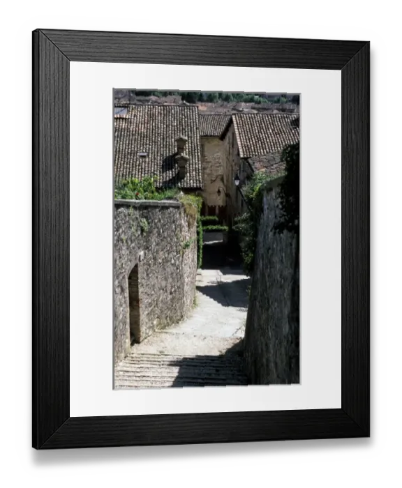 Framed Print : Europe, Italy, Umbria, Assisi. Steep Medieval walkway